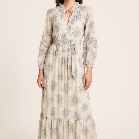 BCBGMAXAZRIA Floral Ruffle Maxi Dress – Size S - Picture 1 of 4